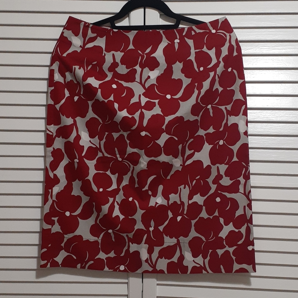 Isda & co red flower pencil skirt